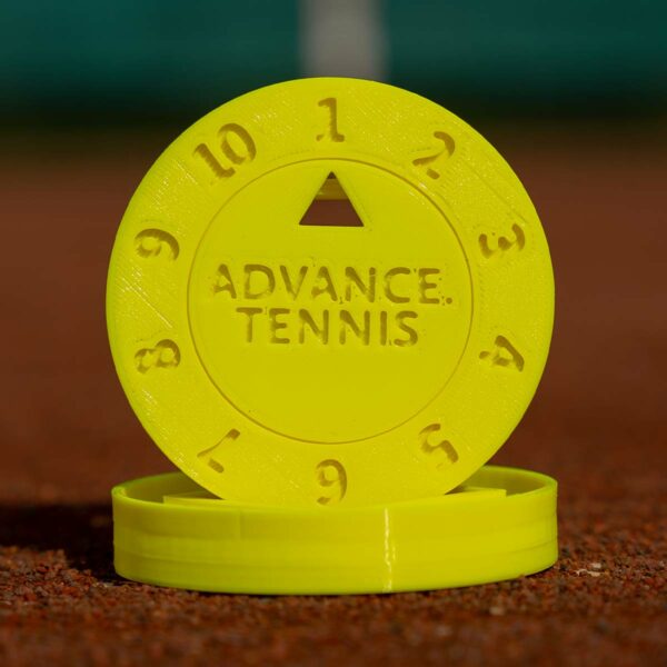 Der Dosendeckel von ADVANCE.TENNIS in gelb